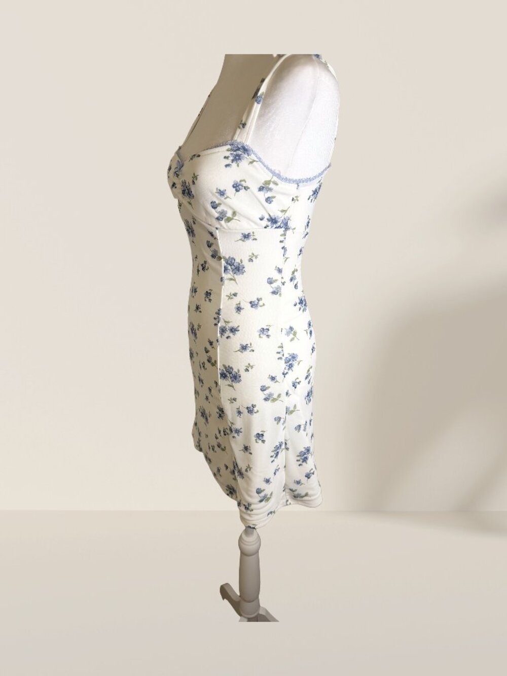 Thirty Thirty LA White Blue Floral Mini Slip Dress Size S | Cottagecore - Picture 4 of 9